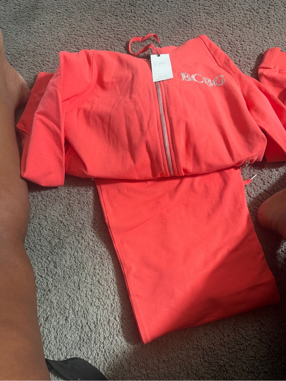 BCBGeneration Coral Zip-Front Track Set with Rhinestone Logo